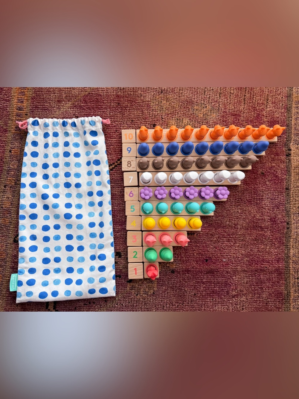 Complete Lovevery Montessori Math Bars, Number Tiles, and Nature Counters